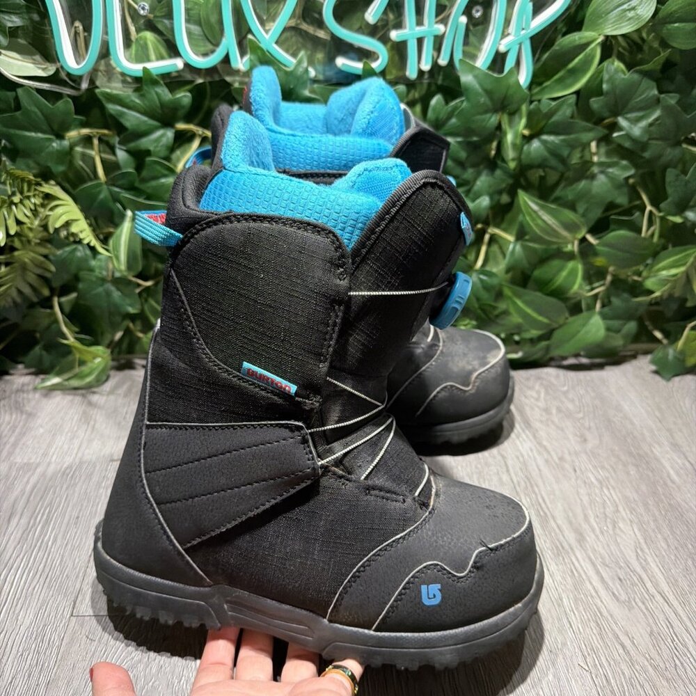 Kids Burton Zipline BOA Easy Lace Snowboard Boots Black Size 5K Women 6.5